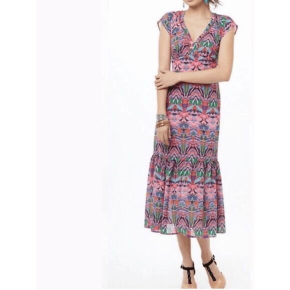 NEW Vanessa Virginia from Anthropologie Women’s 0 Beaded Mural Maxi Dress - Picture 2 of 10